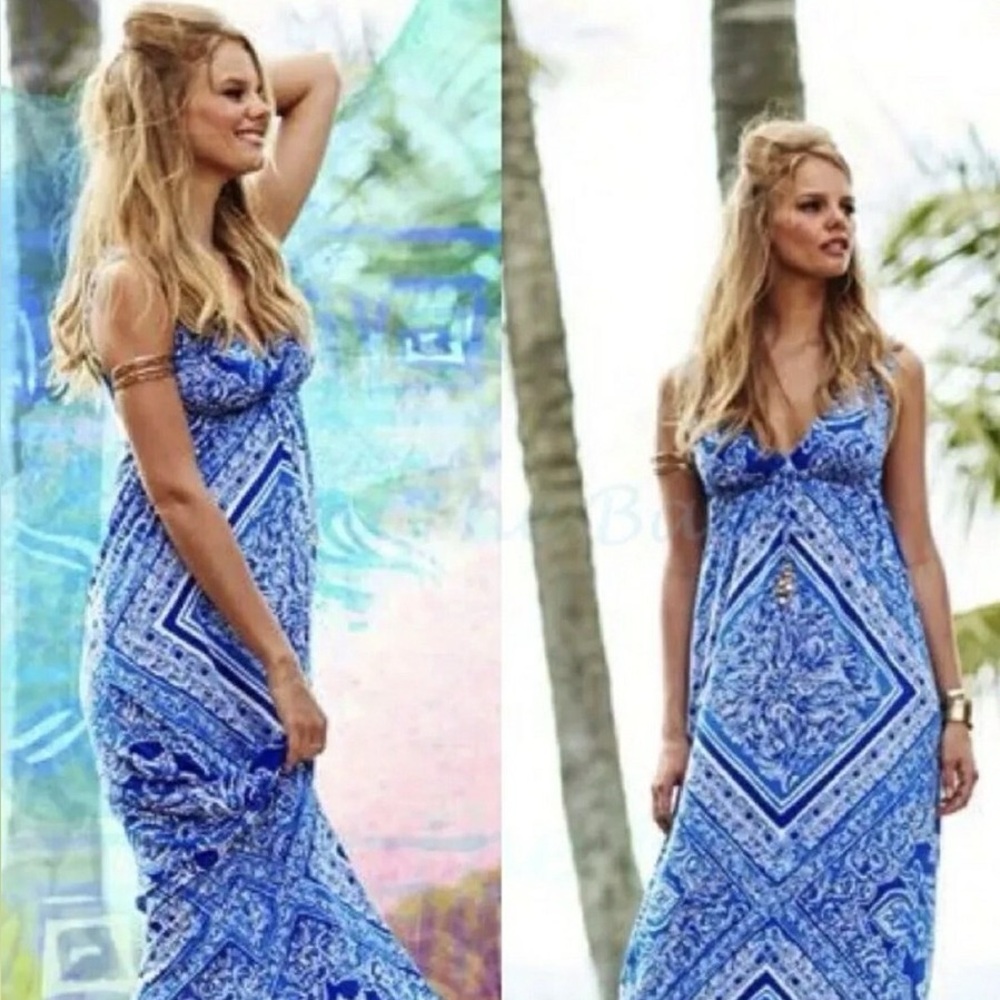 EUC Lilly Pulitzer Miraflora Maxi dress in Blue Crush Open Water